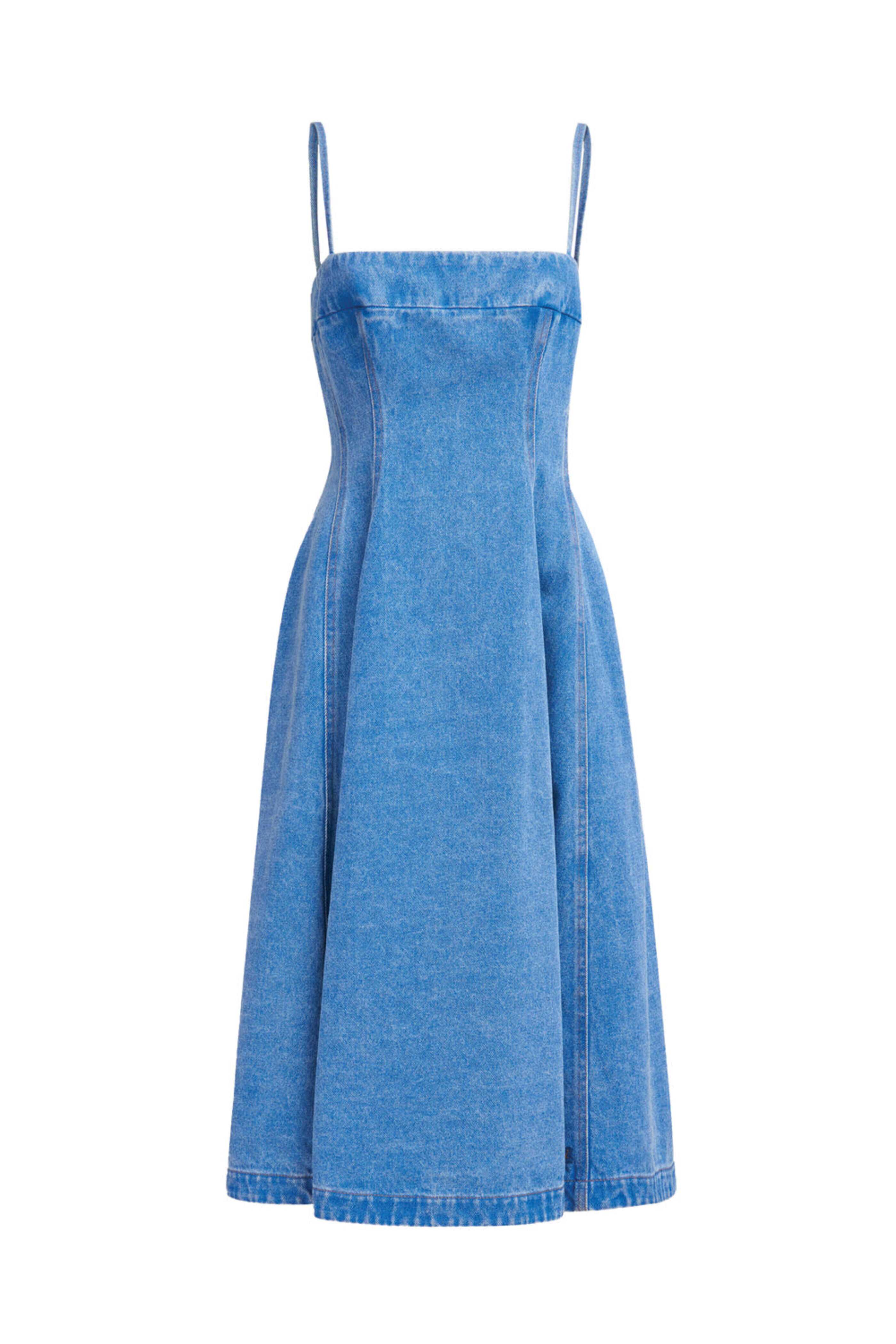 Marni - Cobalt Denim Bustier Balloon Midi Dress