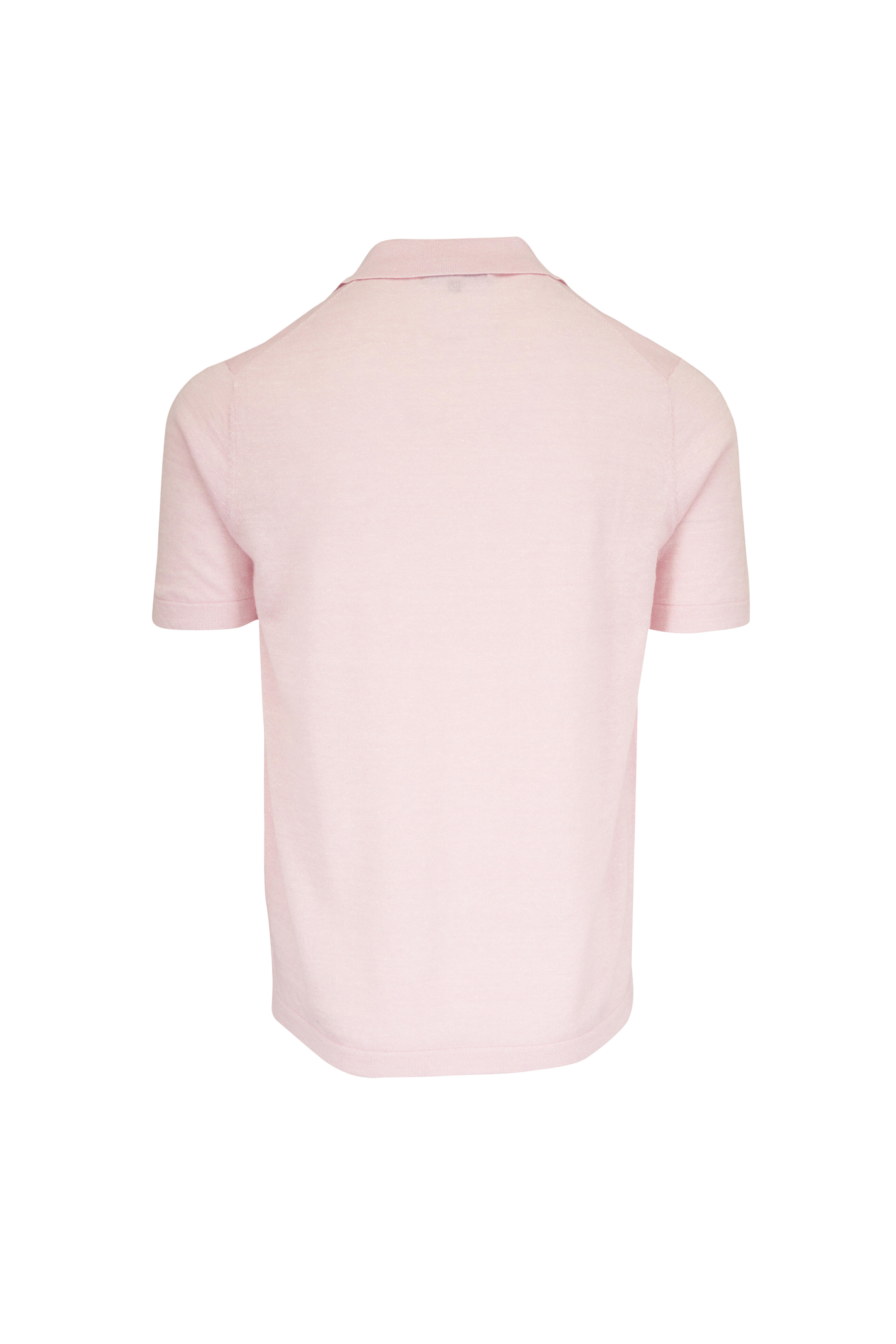 Patrick Assaraf - Pink Wool & Linen Knit Polo