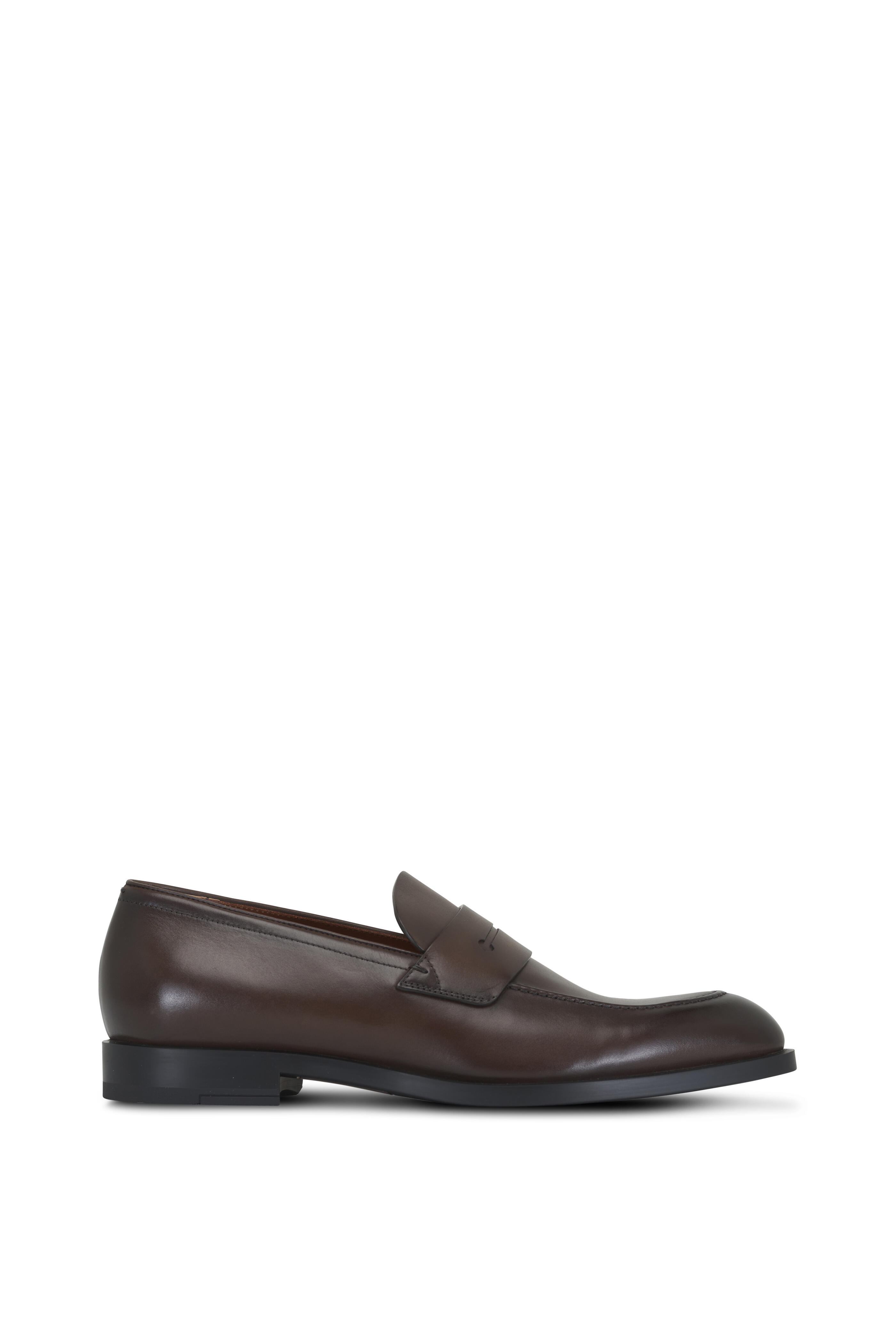 Zegna - Dark Brown Leather Penny Loafer | Mitchell Stores