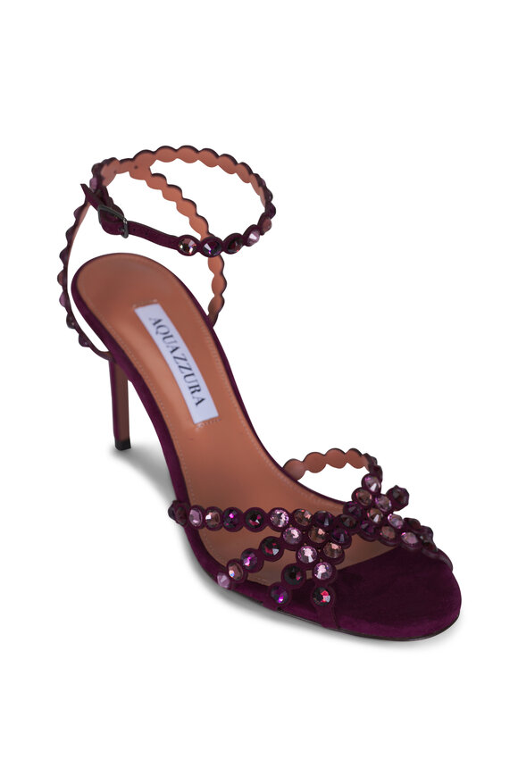 Jimmy Choo - Saeda Black Crystal Chain Strap Sandal, 85mm
