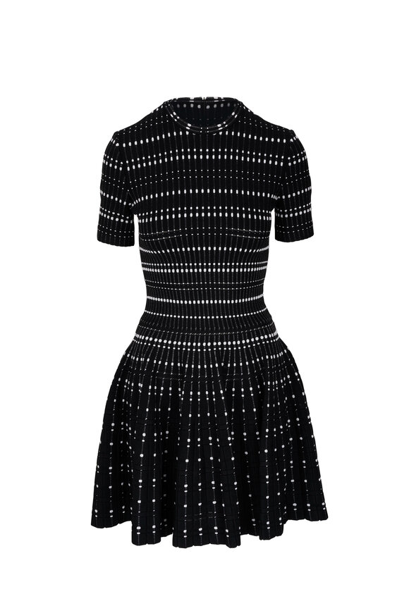 McQueen - Black & White Knit Mini Dress 