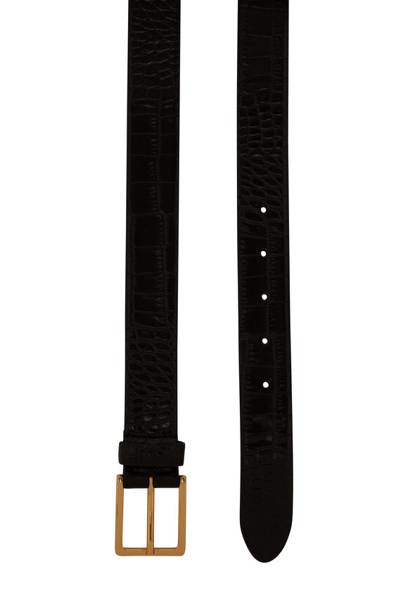 Anderson's - Black Faux Croc Leather Belt 