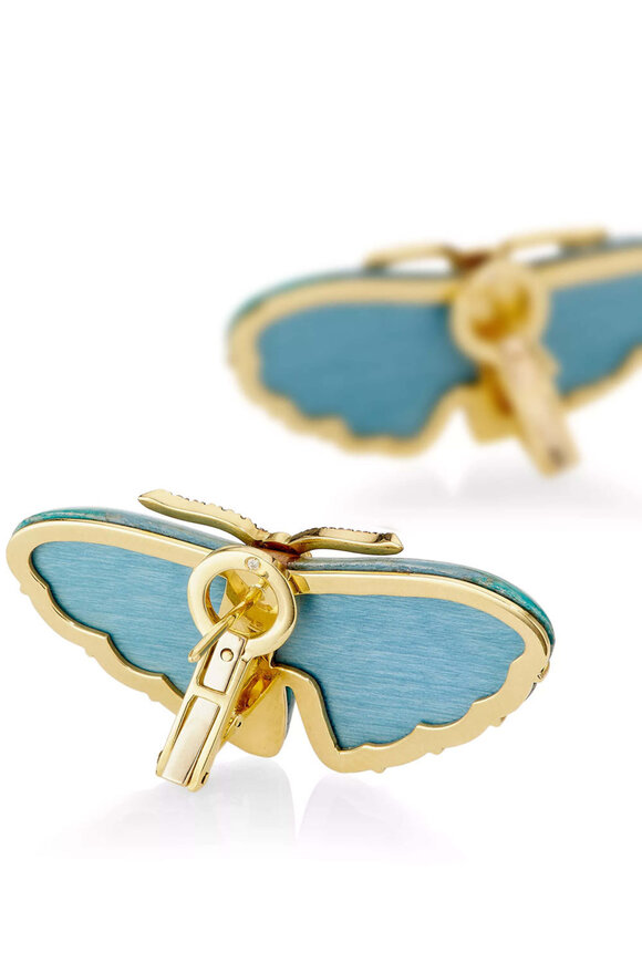 Silvia Furmanovich Marquetry & Teal Butterfly Earrings - view 2