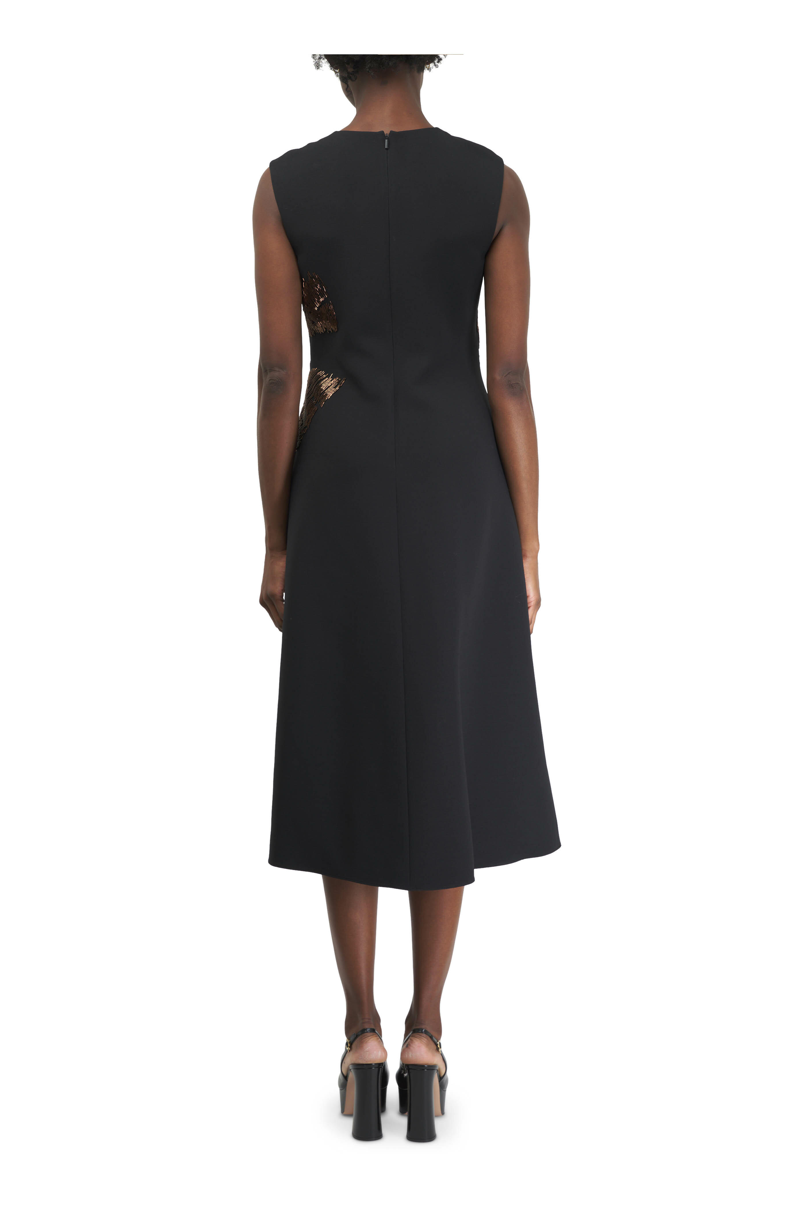 Lafayette 148 New York - Black Hand-Beaded Wool-Silk Crepe Dress