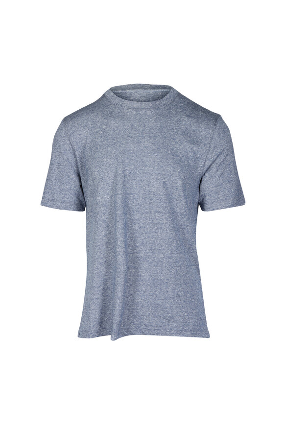 Brunello Cucinelli Denim Blue Linen & Cotton T-Shirt - view 1