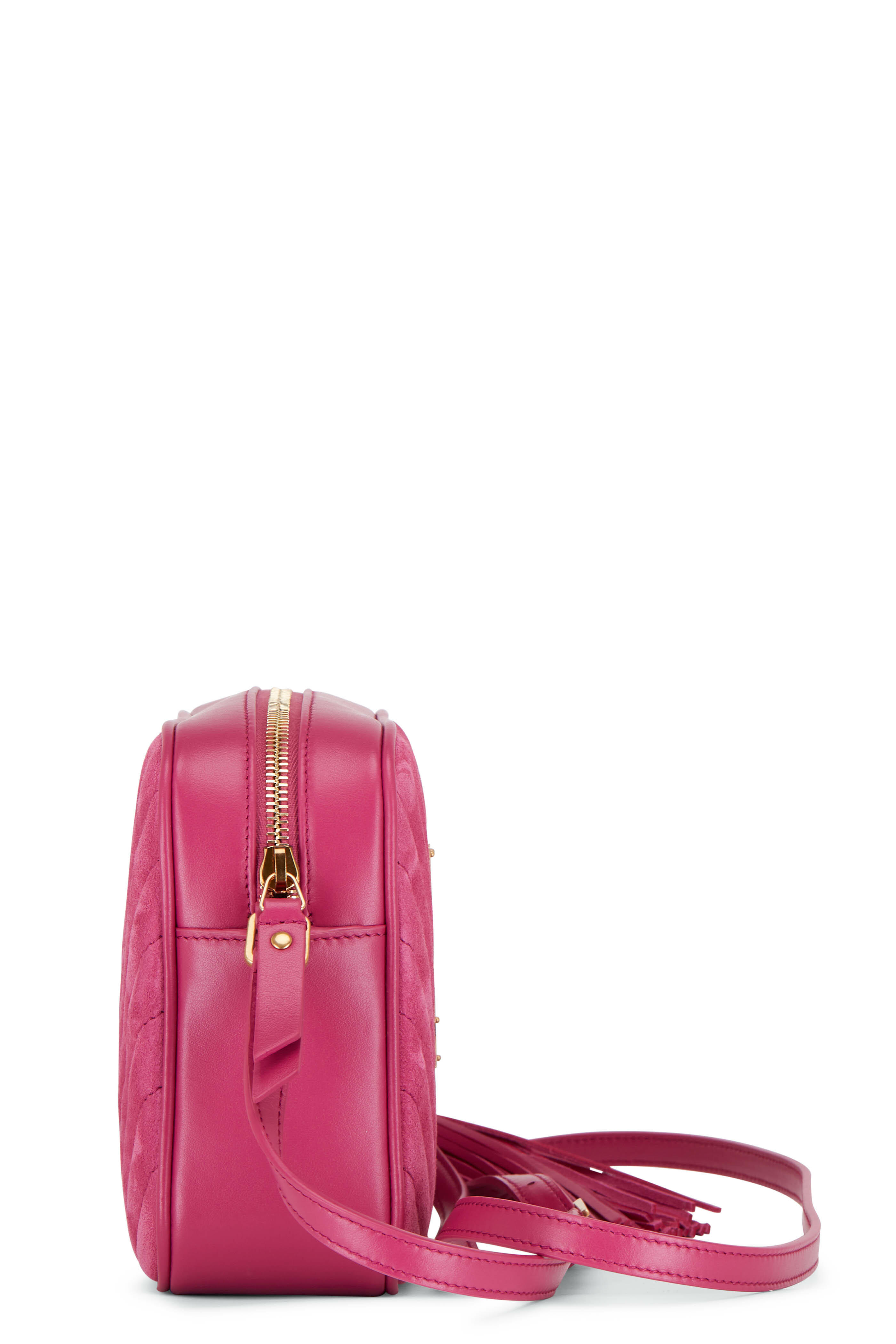 Saint Laurent - Lou Magenta Pink Suede & Leather Camera Bag
