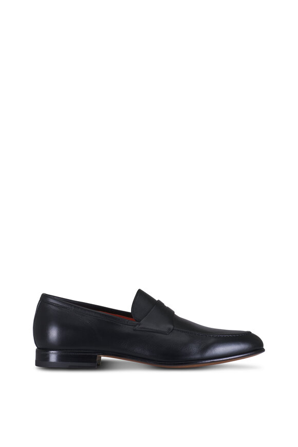 Santoni Darius Black Leather Loafer - view 2