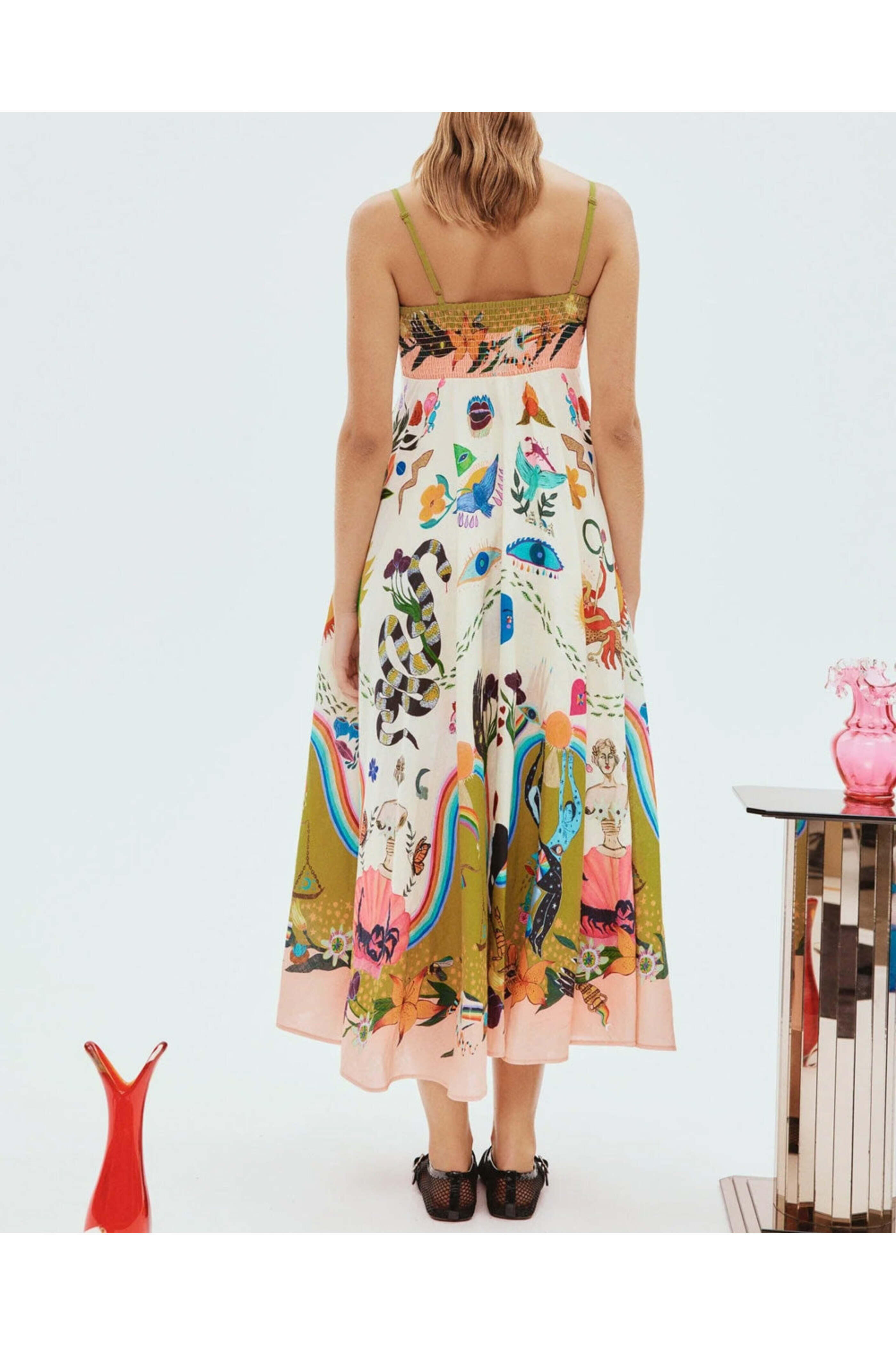 knee length dresses for ladies Evergreen sundress in multi – Dress to Impress Rentals main image 1