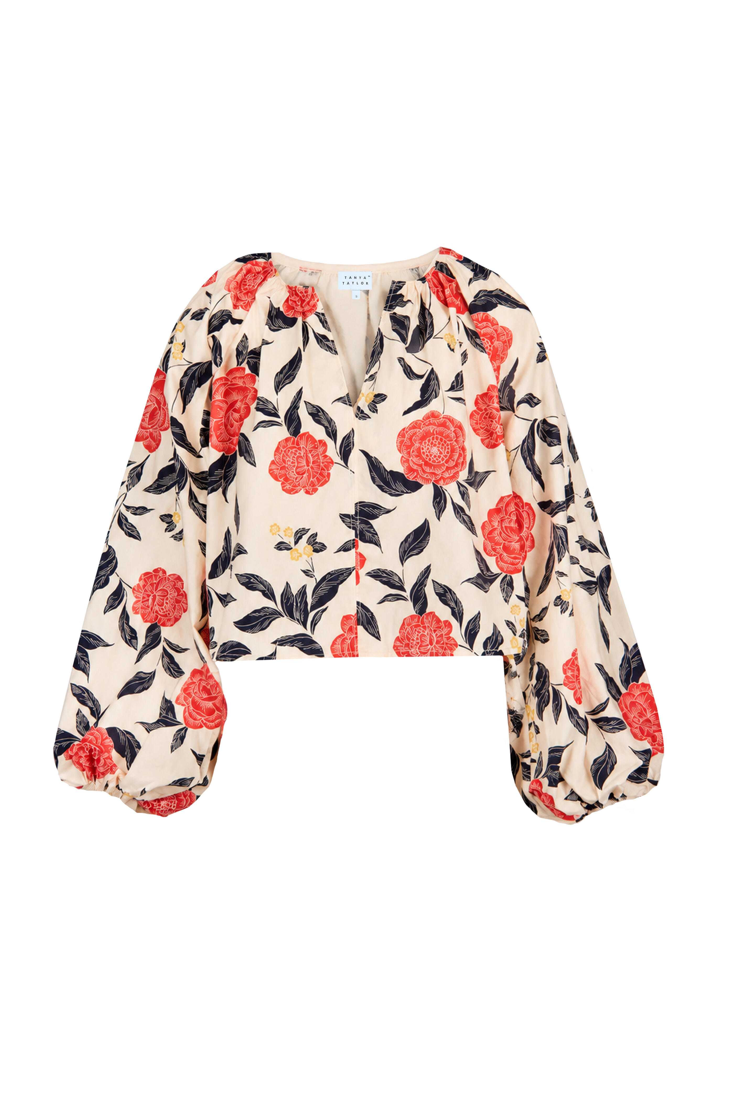 Tanya Taylor - Adelina Cream & Cardinal Red Print Blouse - view 1