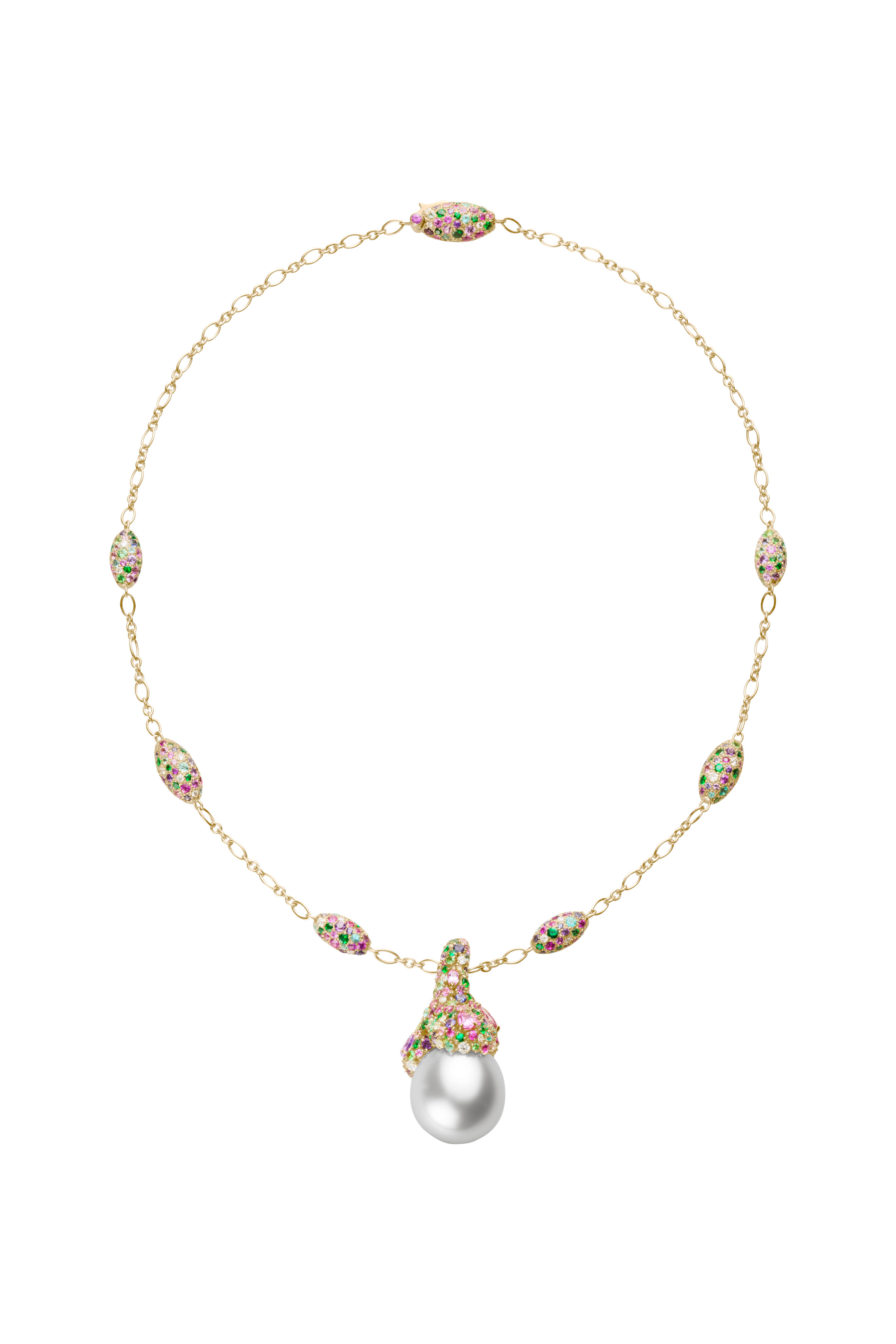 Mikimoto - Four Season Gold Spring Pearl Gemstone Necklace