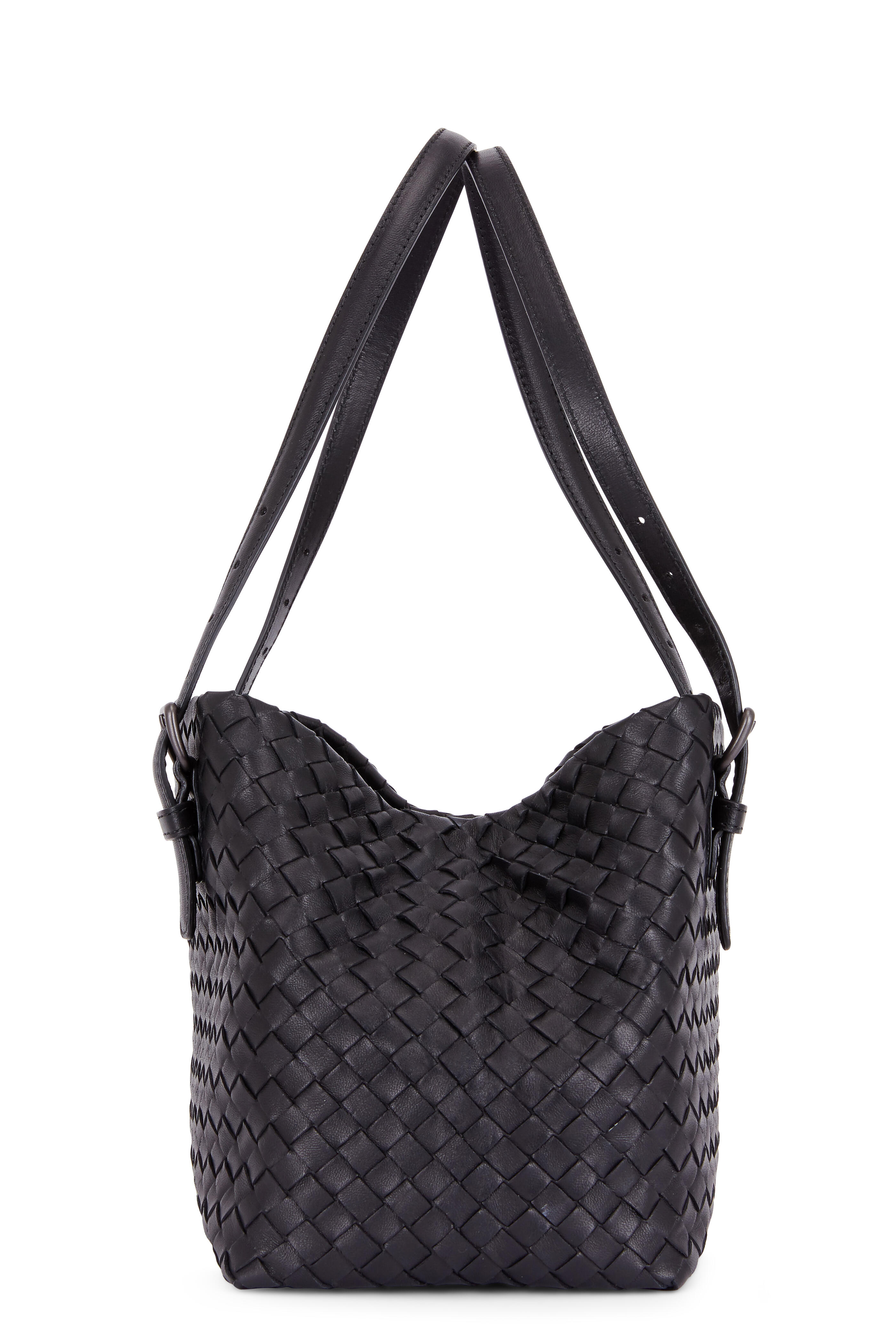 Bottega Veneta - Cabass Black Intrecciato Leather Small Tote Bag