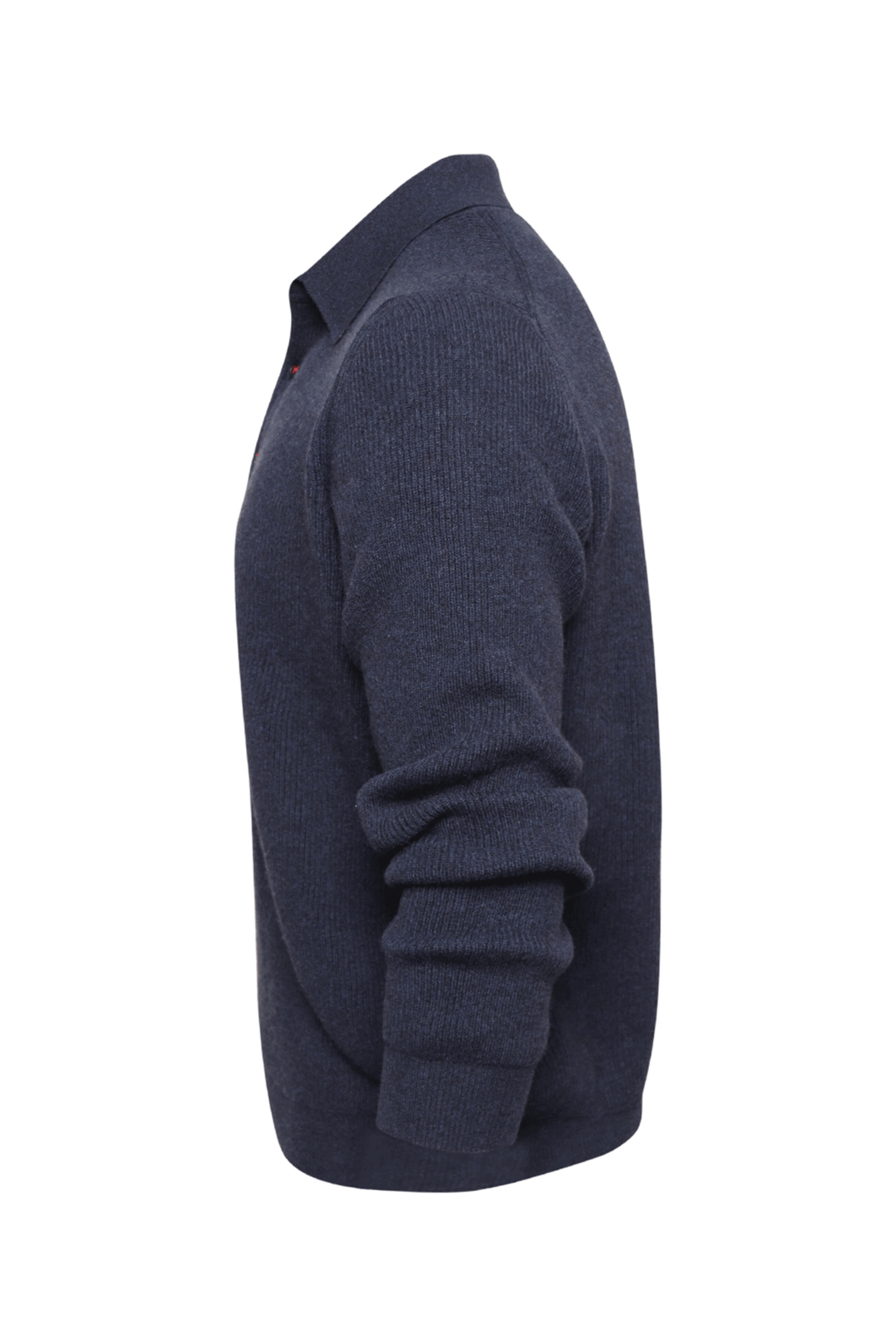 Kiton - Navy Ribbed Cashmere Polo Sweater