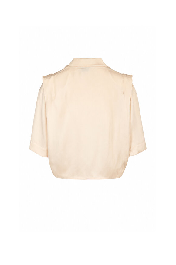 Theo The Label Phaenna Ivory Shoulder Pleat Blouse - view 2