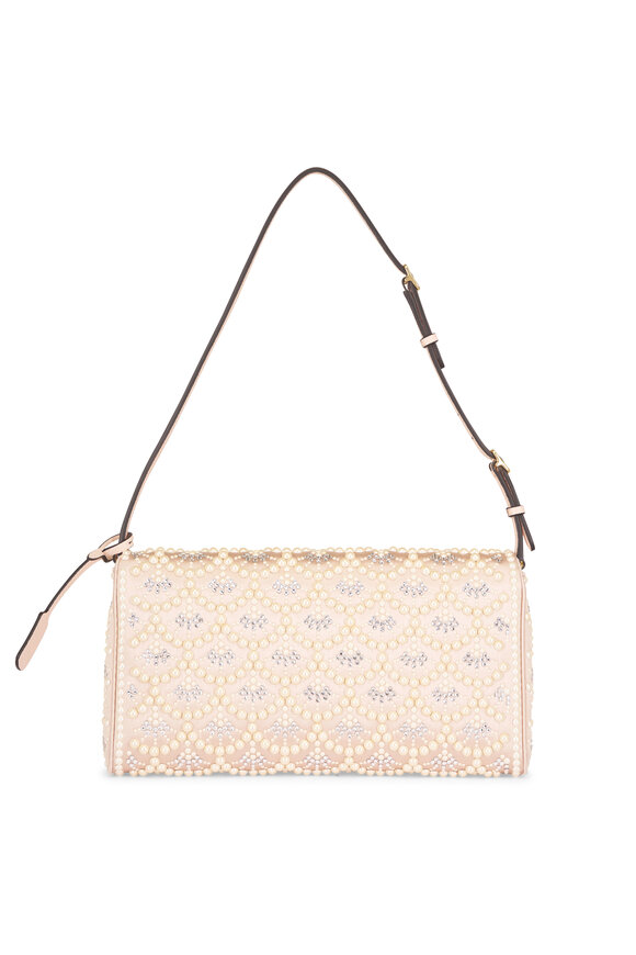 Valentino Garavani Small Devain Pearl & Rhinestone Shoulder Bag - view 3