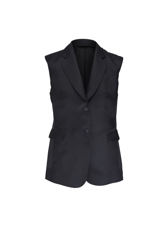 Akris Tybalt Black Tailored Silk Gauze Sleeveless Vest