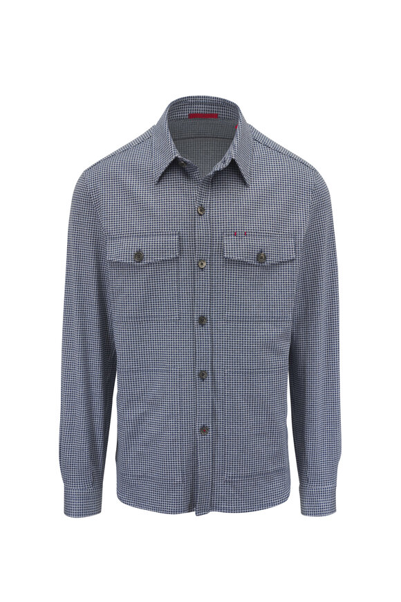 Isaia Medium Blue Check Overshirt