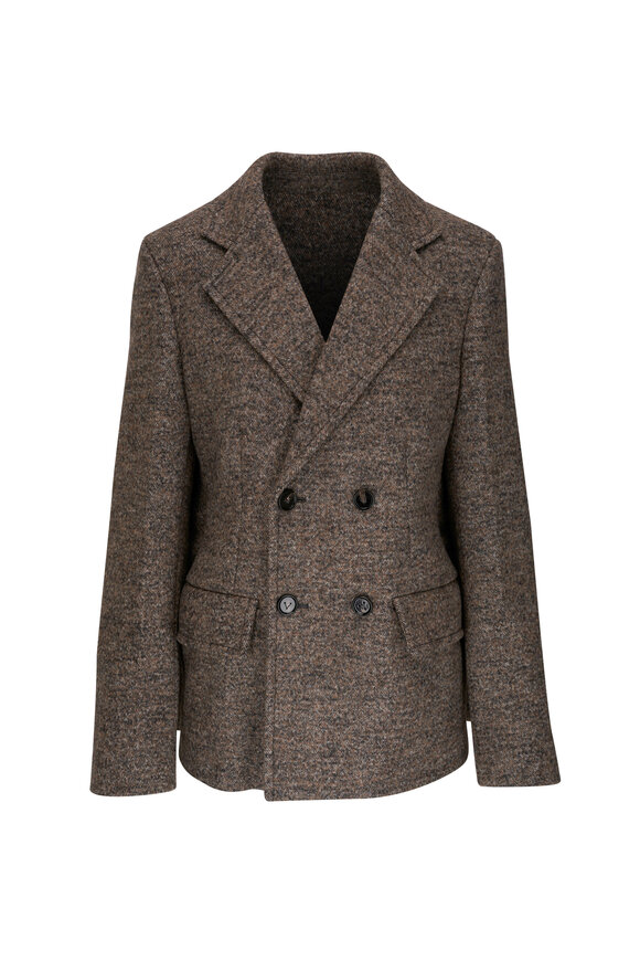 Bottega Veneta - Brown Melange Felted Wool Twill Cape Jacket 