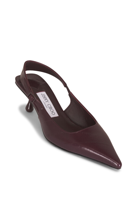 Jimmy Choo Amel Burgundy Leather Slingback, 50mm - view 1