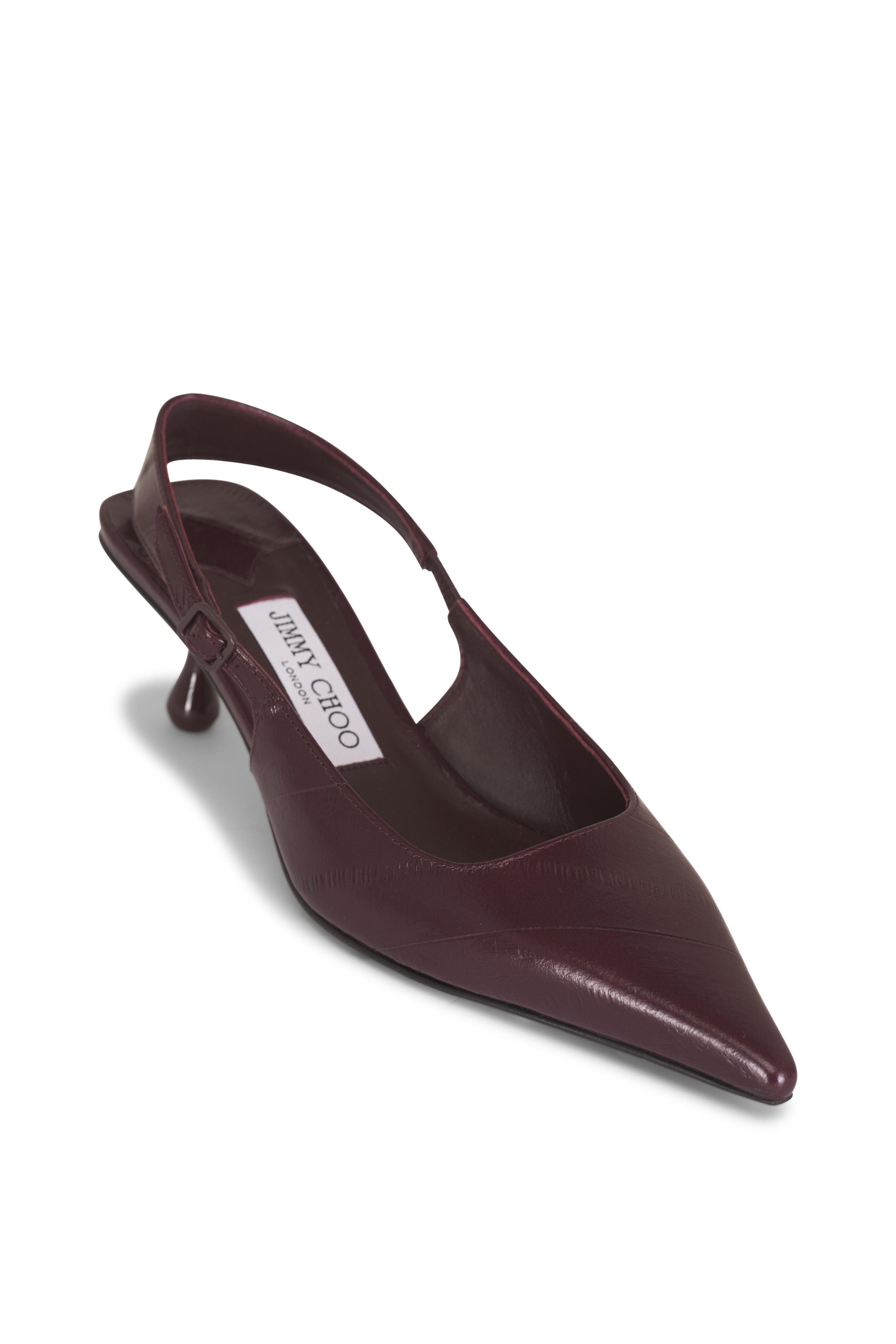 Jimmy Choo - Amel Burgundy Leather Slingback, 50mm - view 1