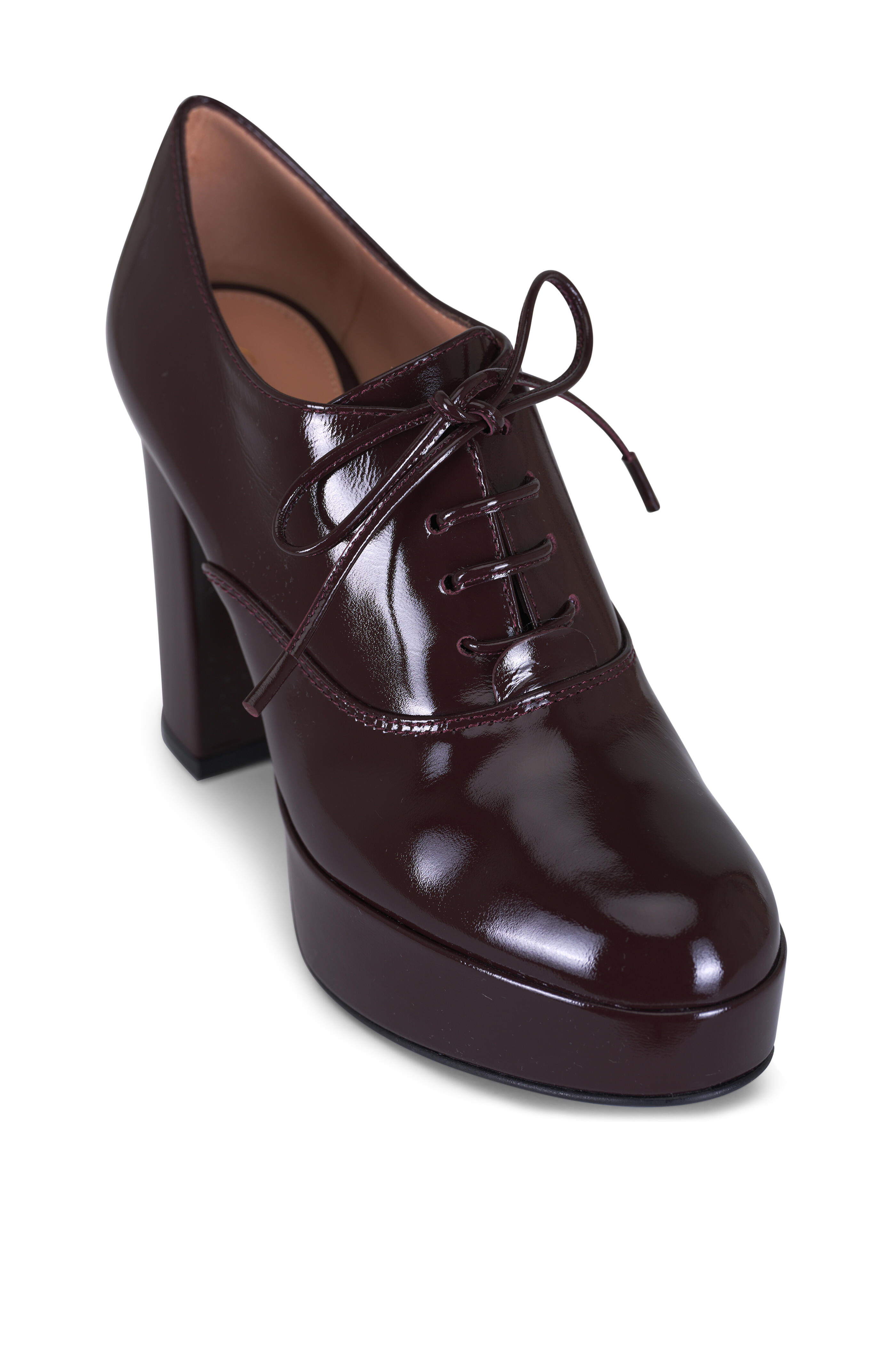 Gianvito Rossi - Vicky Burgundy Patent Leather Loafer Pump, 70mm - view 1