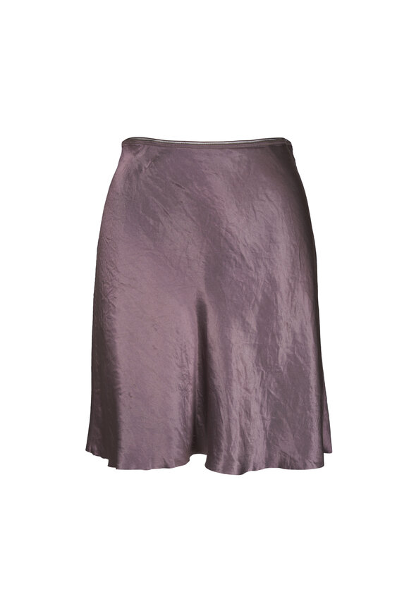 Vince Taupe Haze Lingerie-Trim Short Satin Slip Skirt - view 1