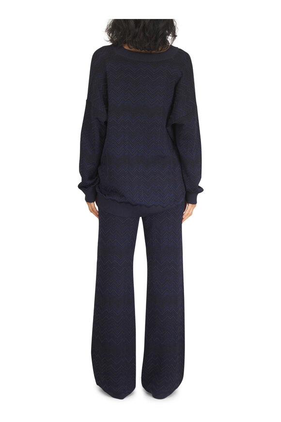 Missoni Zig Zag Navy Blue V-Neck Sweater - view 3