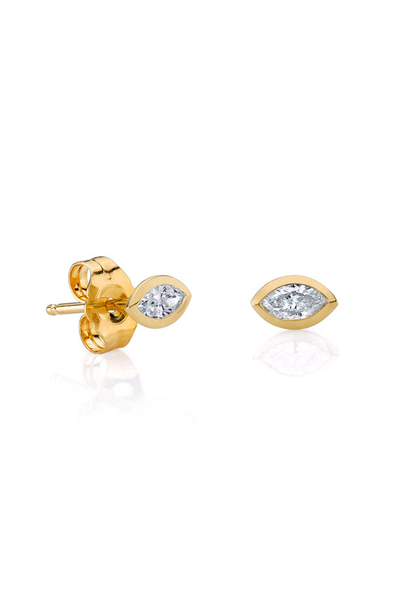 Sydney Evan 14k Yellow Gold Marquis Shape Bezel Studs - view 1