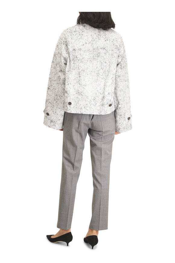 Michael Kors Collection Black & White Cracked Print Balmacaan Jacket - view 4