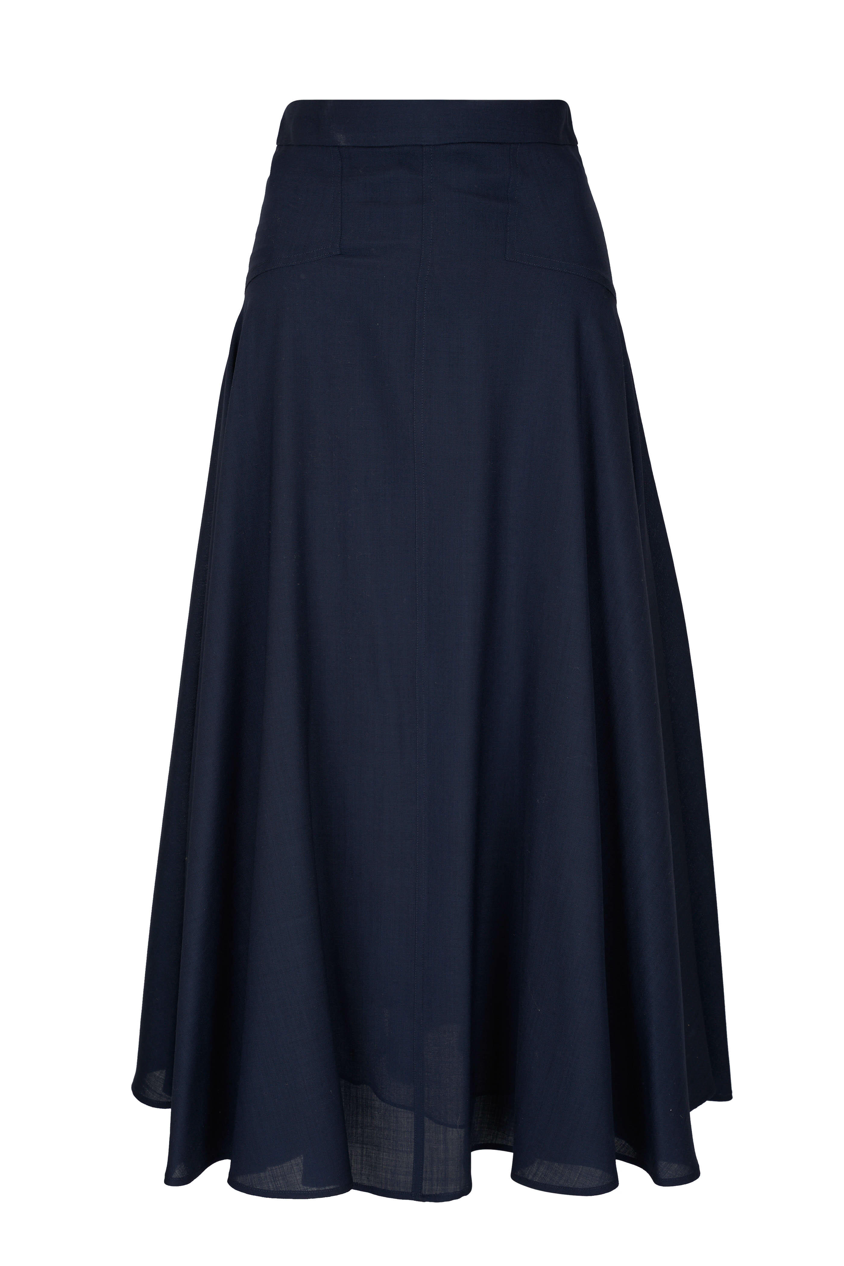 Loro Piana - Flavia Breeze Navy Blue Wool Midi Skirt