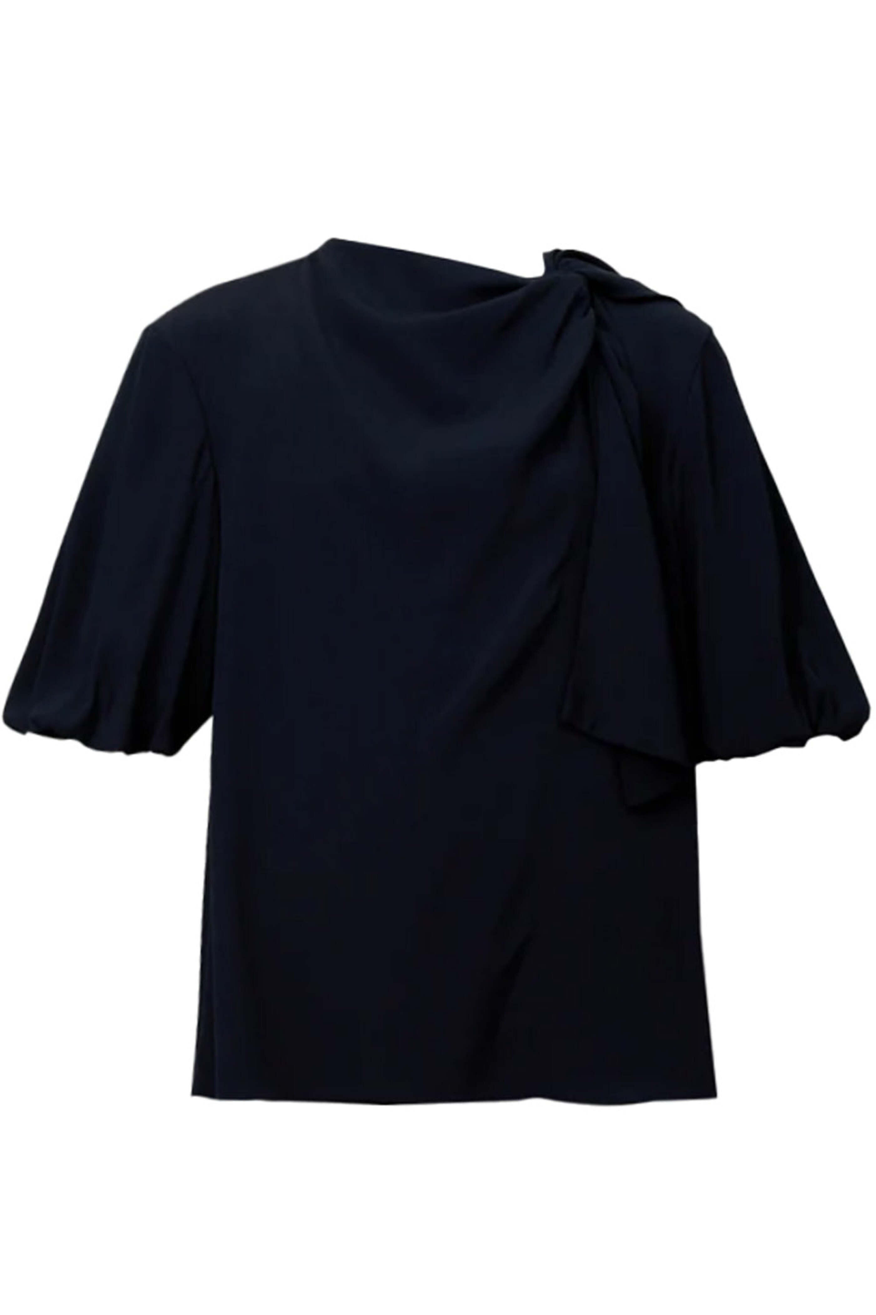 Erdem - Navy Short Sleeve Drape Blouse