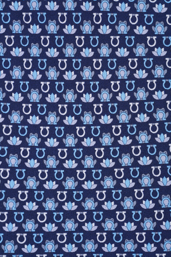 Ferragamo Navy Frog Print Silk Necktie - view 2