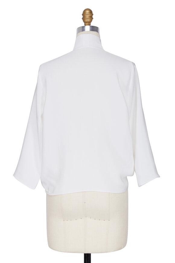 Peter Cohen Frolic White Silk Tie-Front Top - view 5