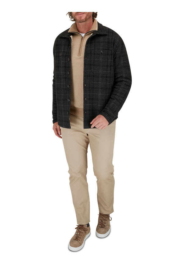 Vince - Black & Natural Plaid Sherpa Shirt Jacket