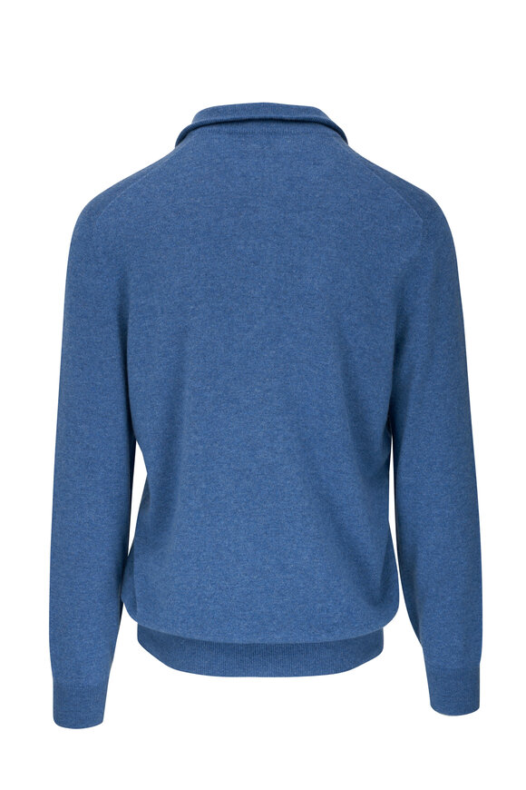 Brunello Cucinelli - Blue Wool & Cashmere Quarter Zip Pullover