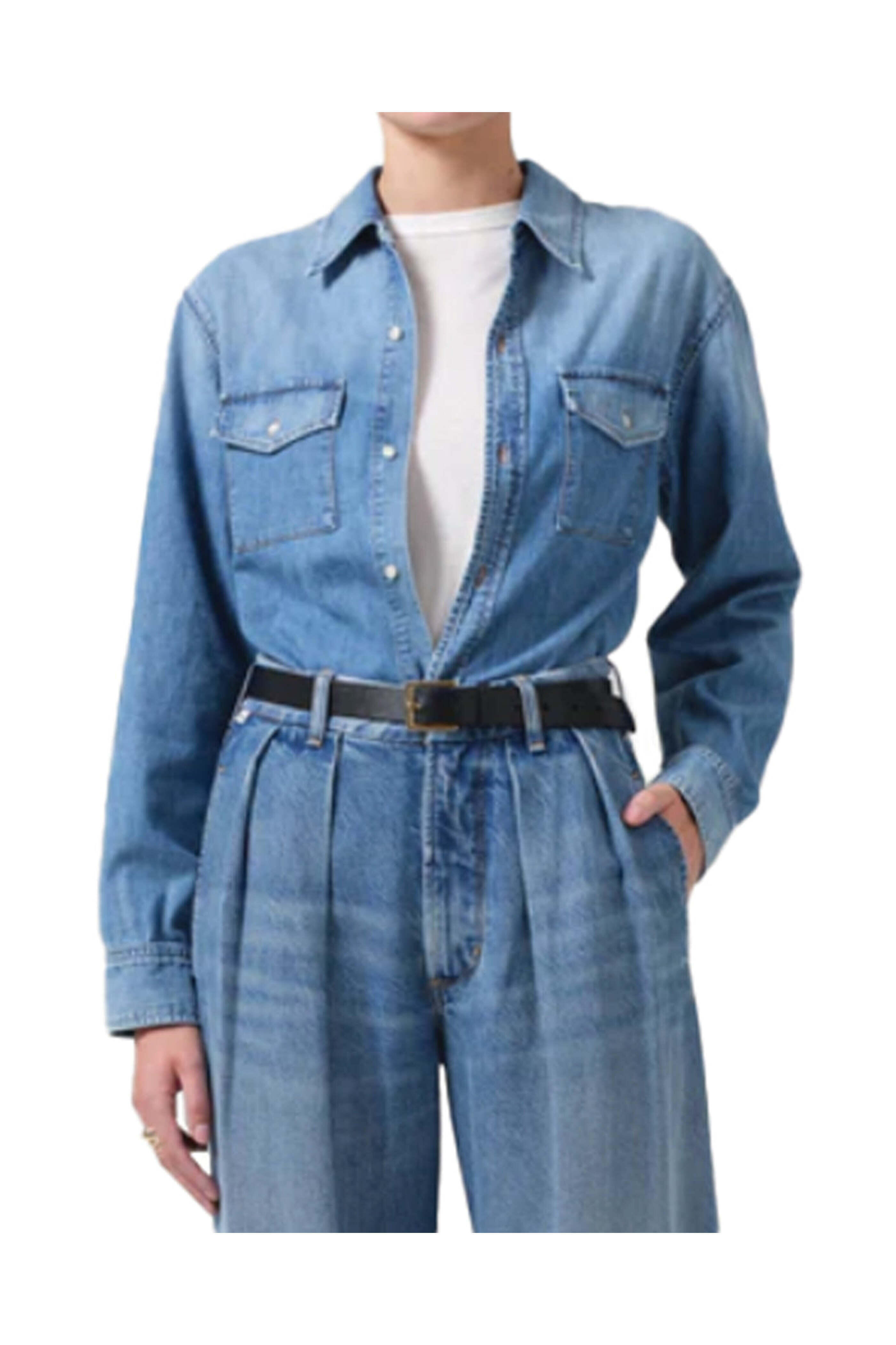 Citizens of Humanity - Carolina Blue Baby Shay Crop Shirt