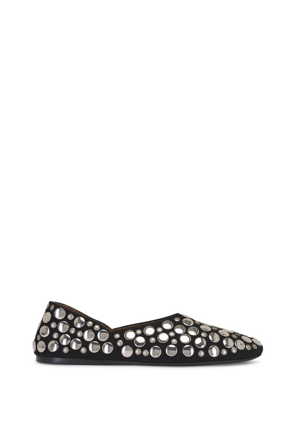 Khaite Jane Black Leather Stud Flat - view 3