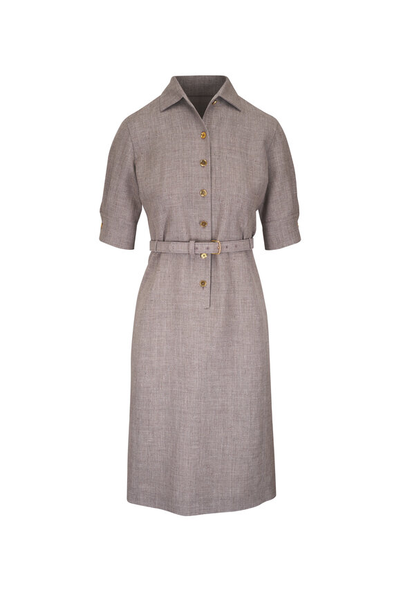 Loro Piana Carmen Sopra Visso Taupe Linen & Wool Dress