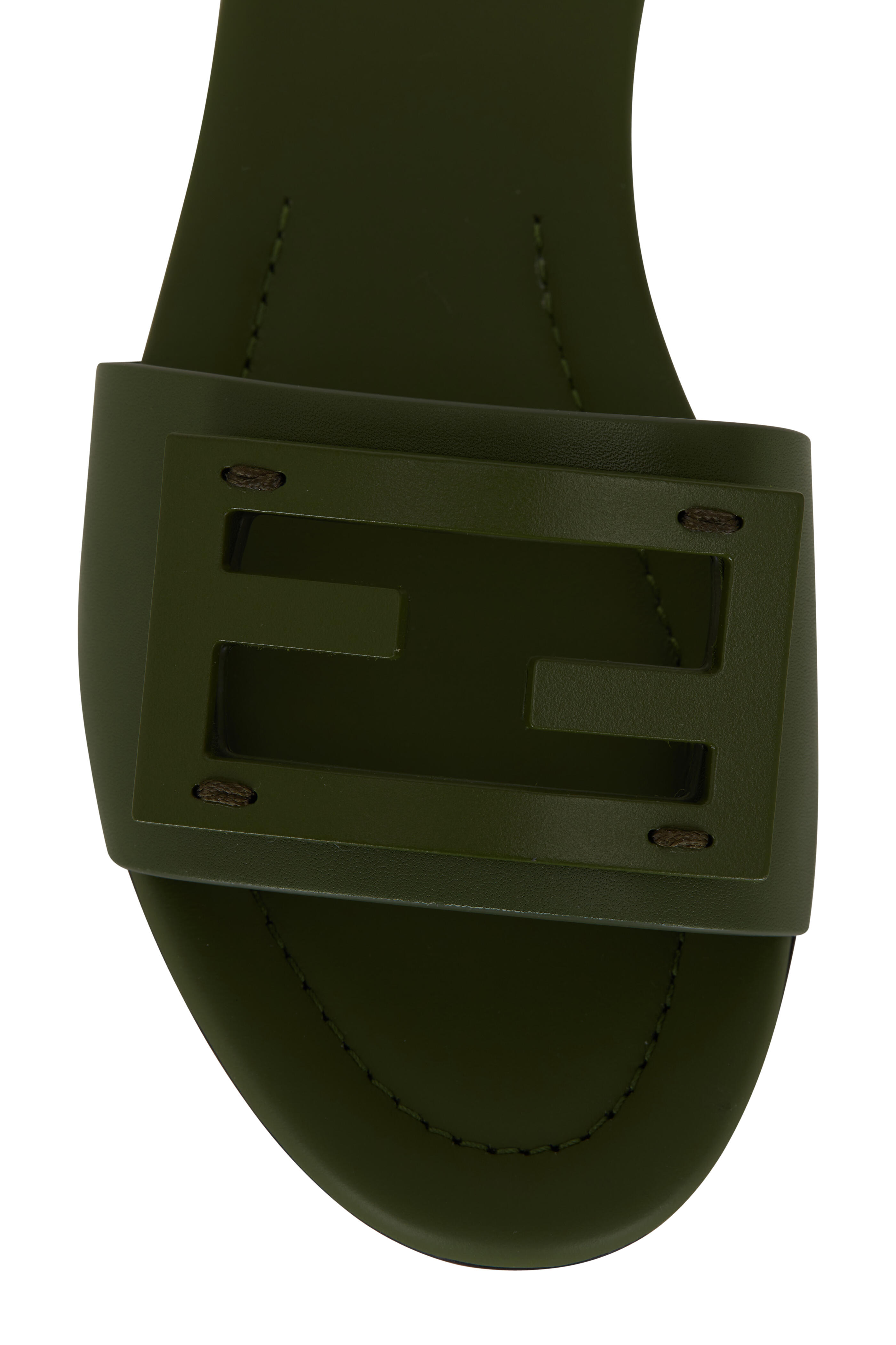 Fendi - Olive Leather FF Flat Sandal | Mitchell Stores