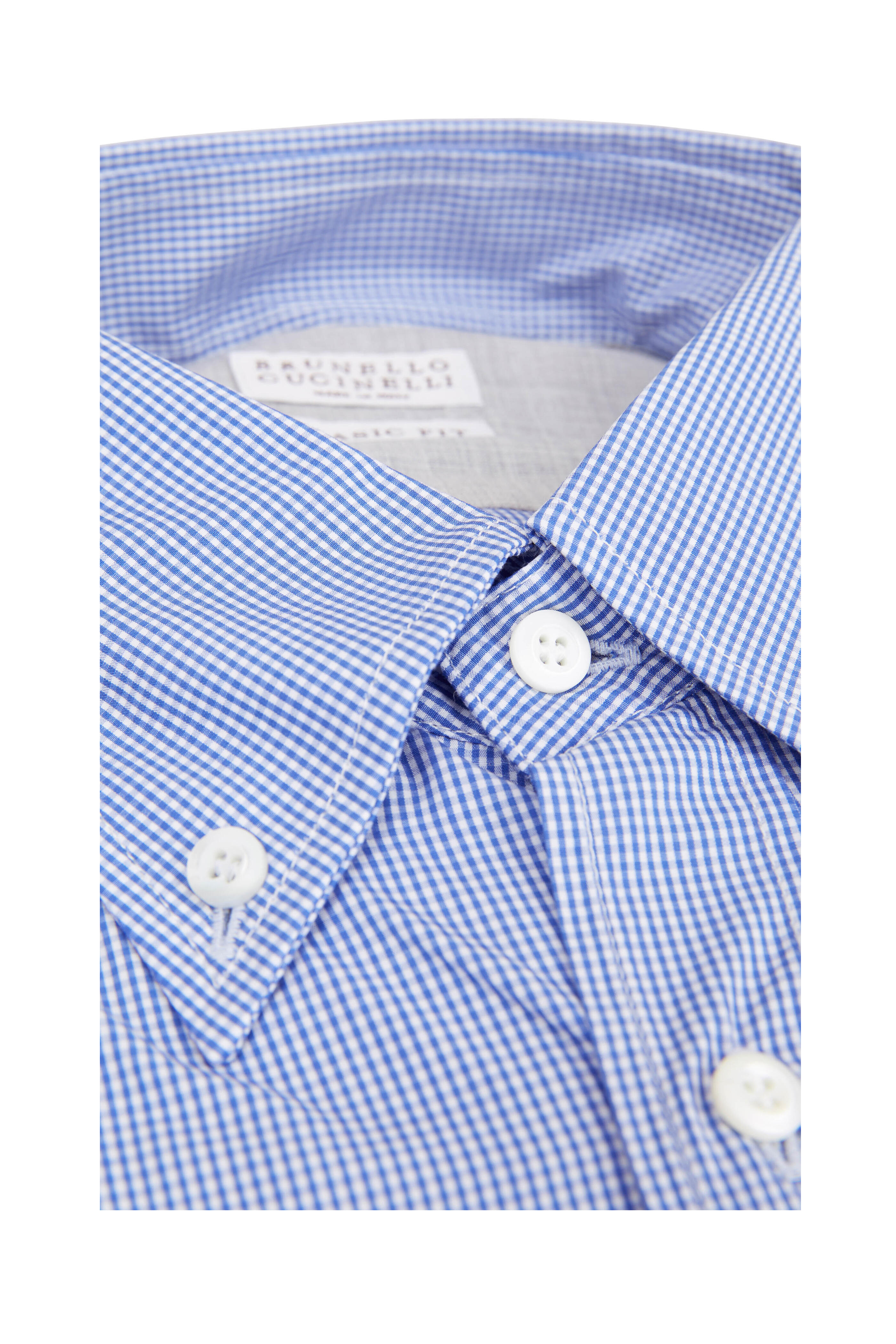 BRUNELLO CUCINELLI リネンジャージーシャツ　ネイビー×ホワイト Brunello Cucinelli - Blue Wide Stripe Sport Shirt
