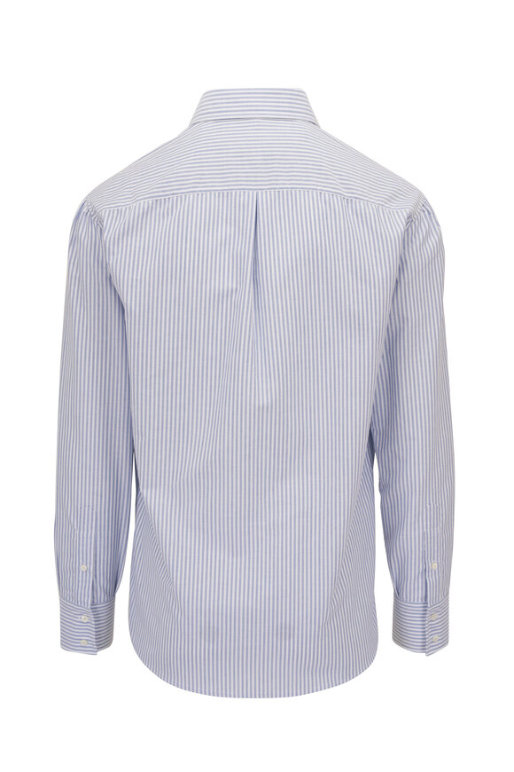 Brunello Cucinelli - Blue and White Oxford Striped Sport Shirt