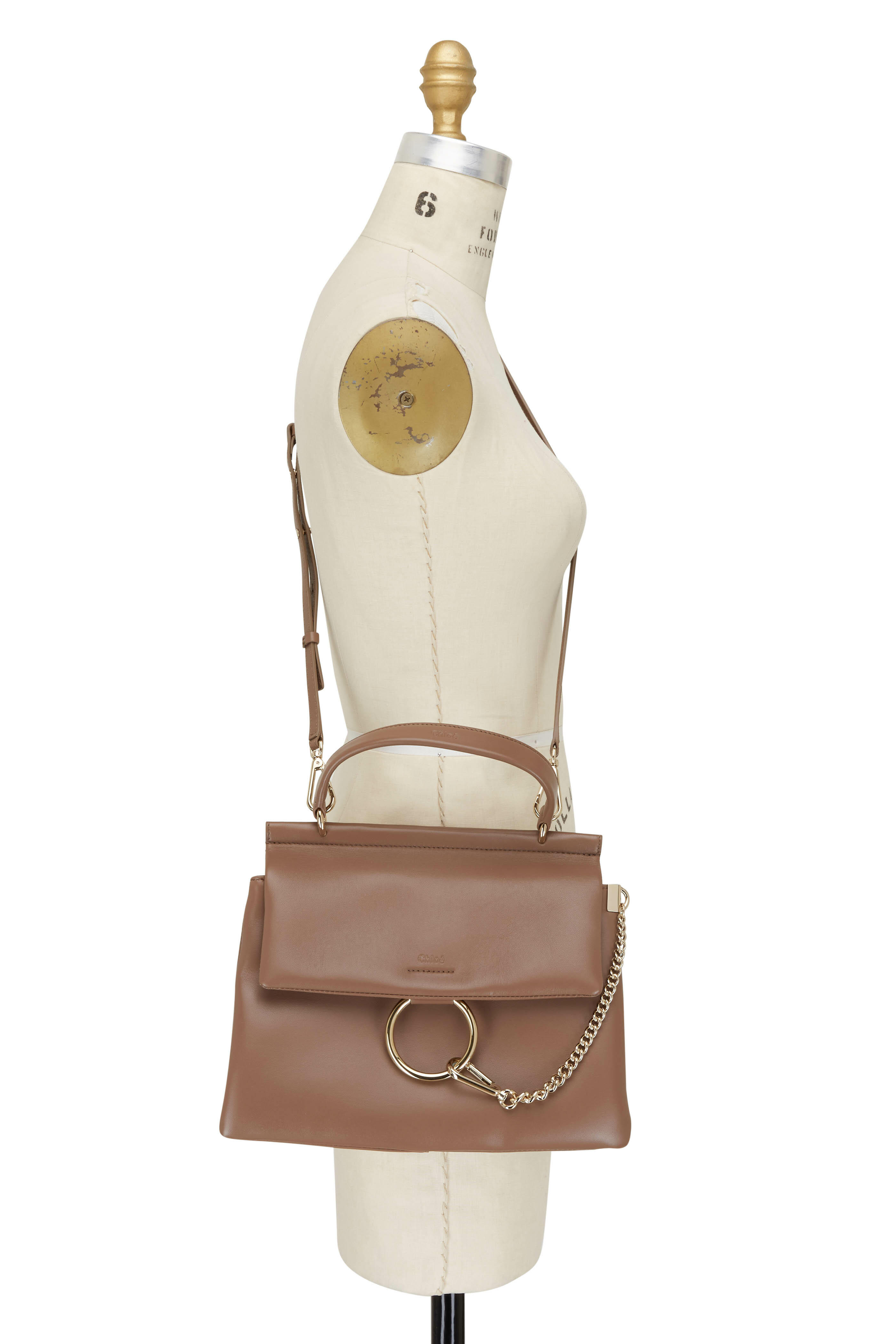 Chloe Faye Day Satchel Shoulder Bag Top Handle Bag Brown Leather