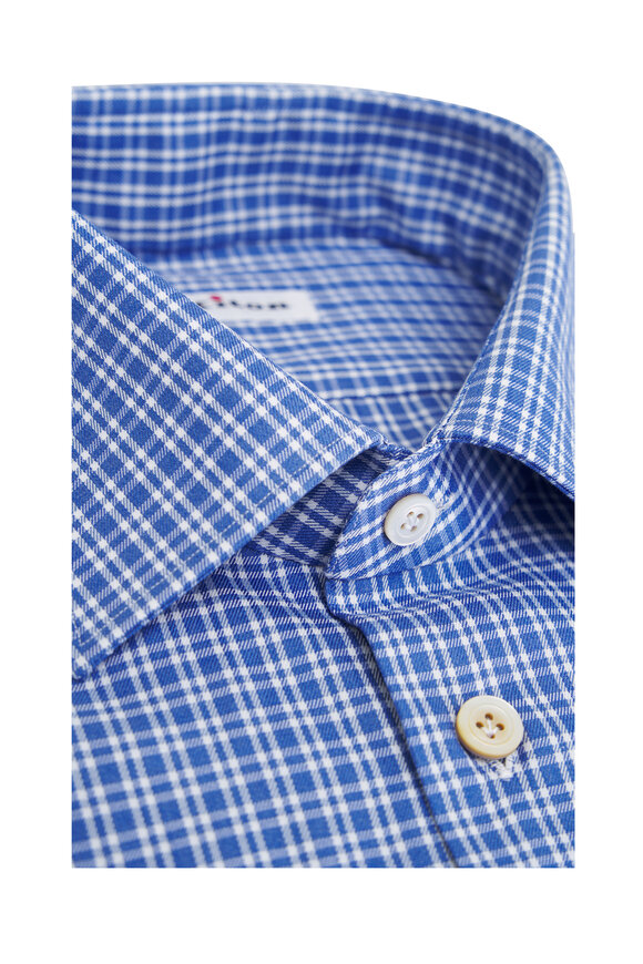 Kiton - Blue Check Cotton Dress Shirt