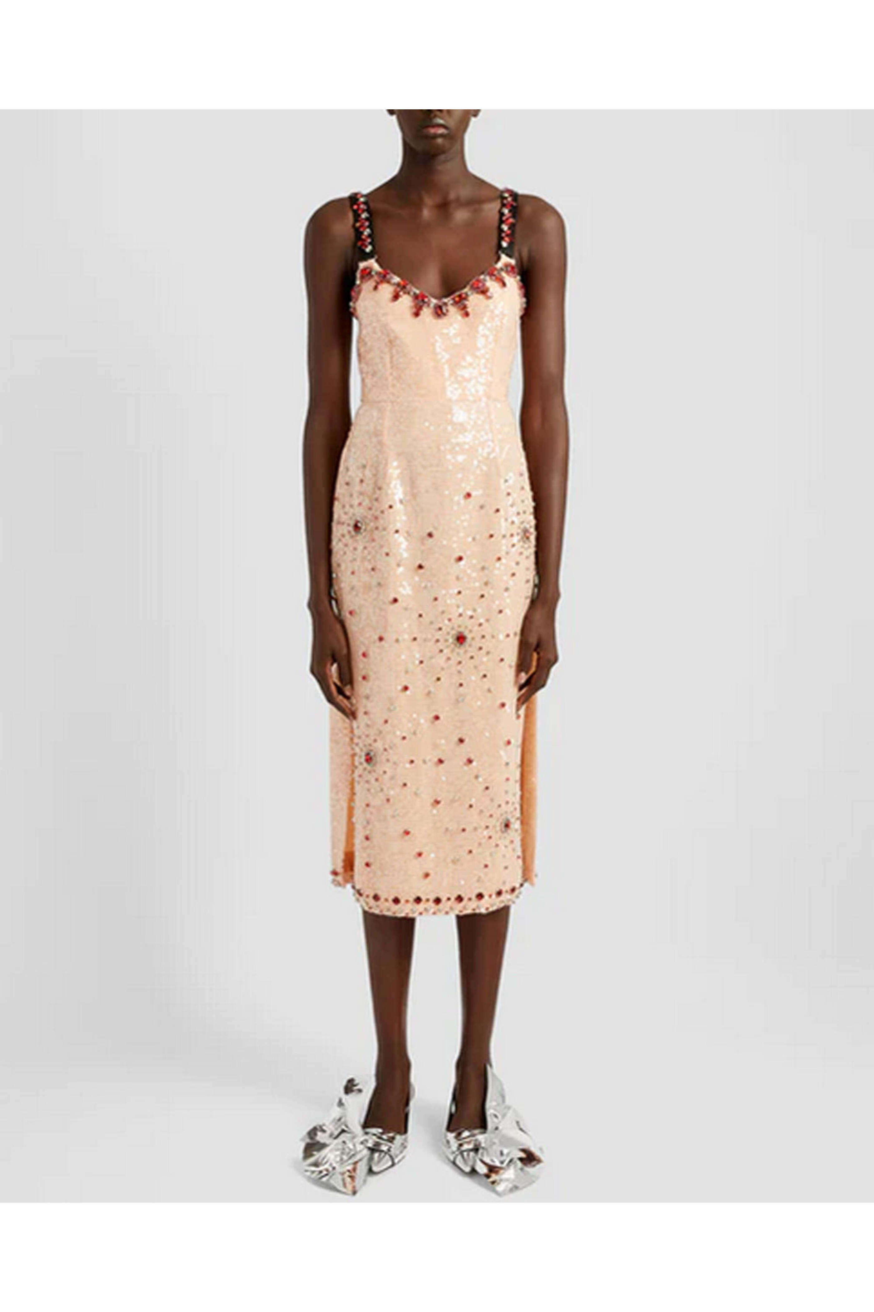 Erdem - Ballet Pink Sleeveless Cocktail Midi Dress