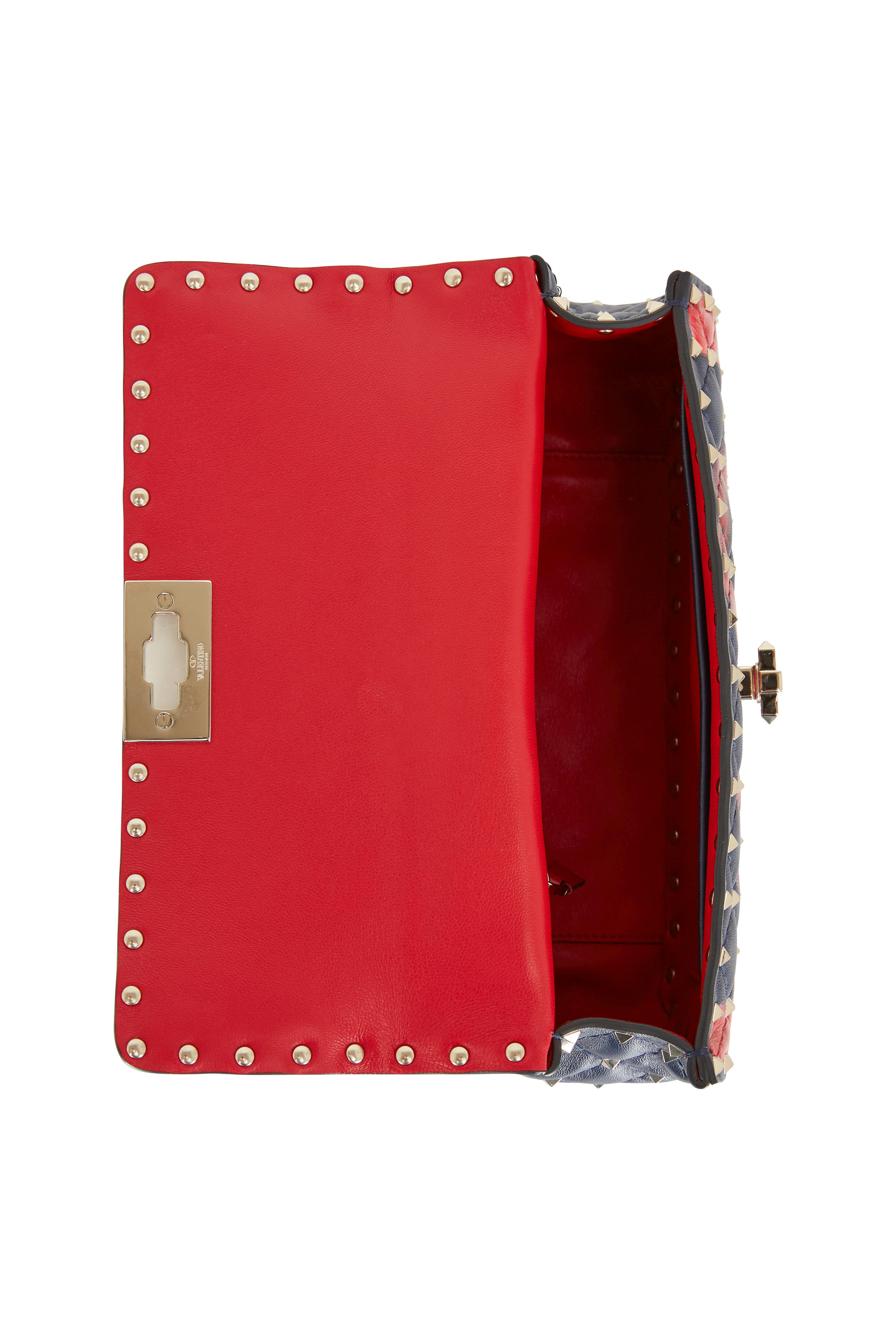 VALENTINO GARAVANI: Rockstud leather shoulder bag - Red
