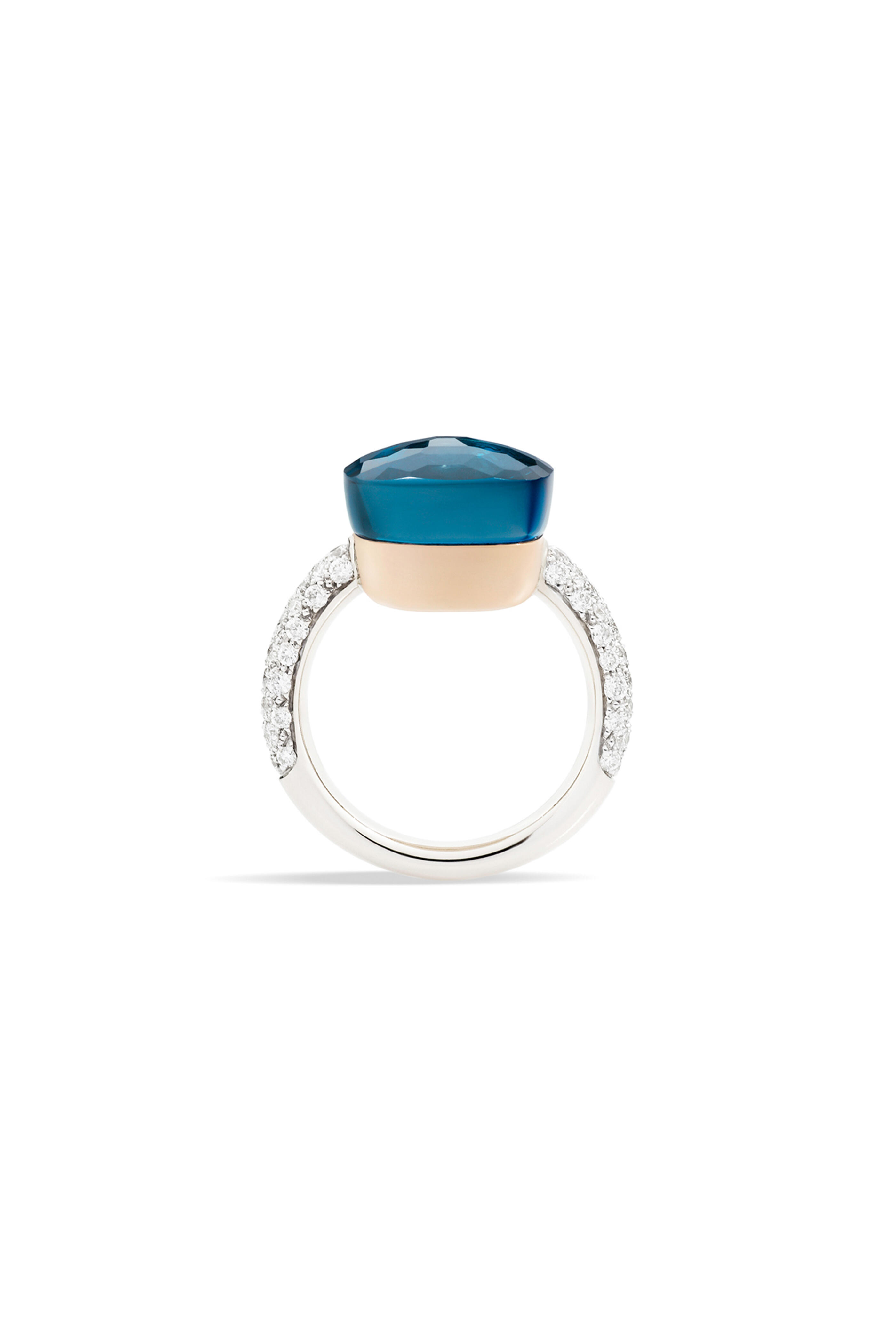 Pomellato - 18k White & Rose Gold Nudo Topaz & Turquoise Ring - view 3