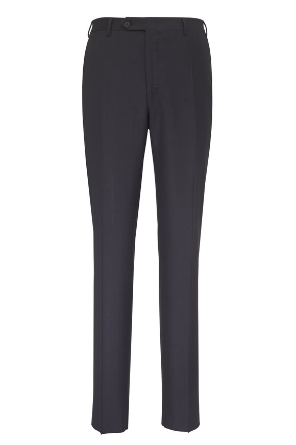 Canali Navy Blue Wool Subtle Check Suit - view 4