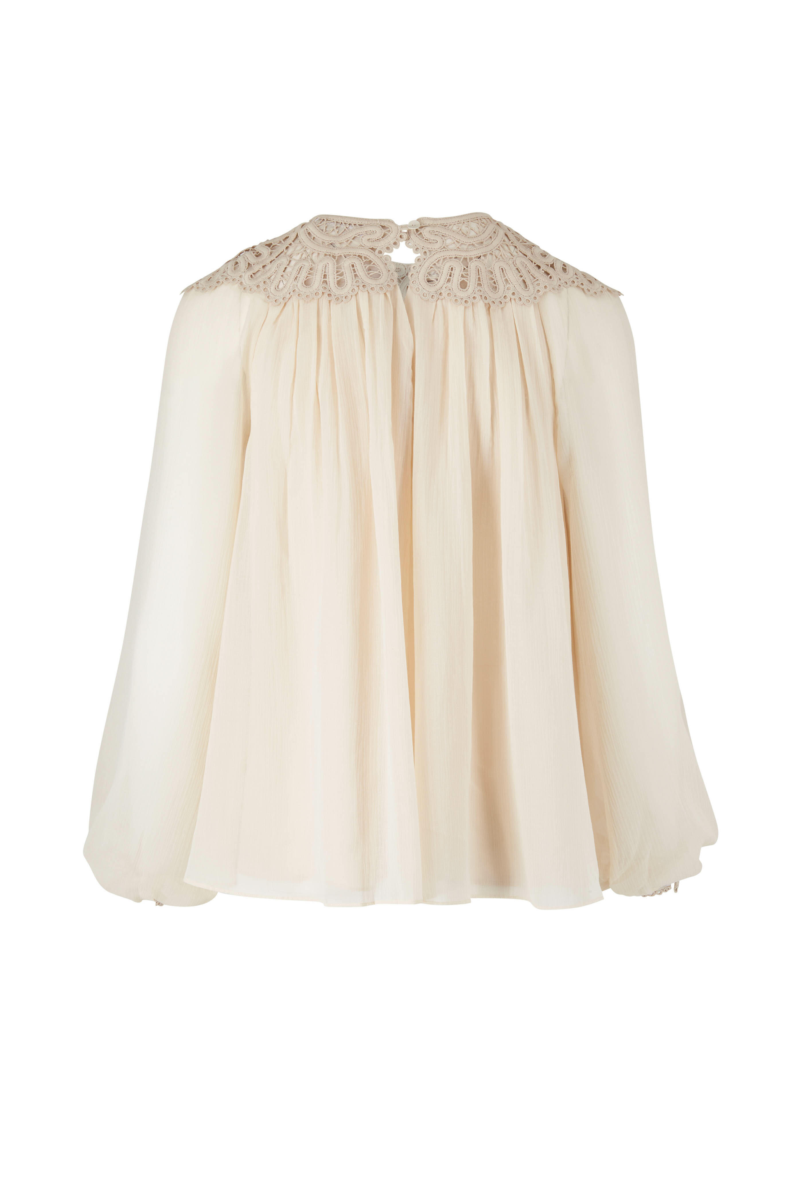 Simkhai - Melanie Ivory Lace-Trimmed Chiffon Blouse
