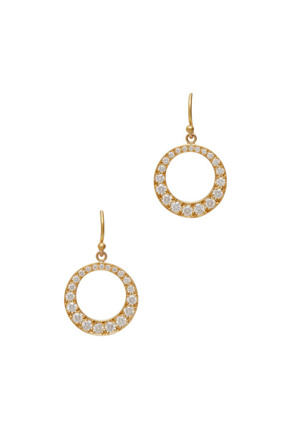 Caroline Ellen Yellow Gold Pavé Circle Earrings