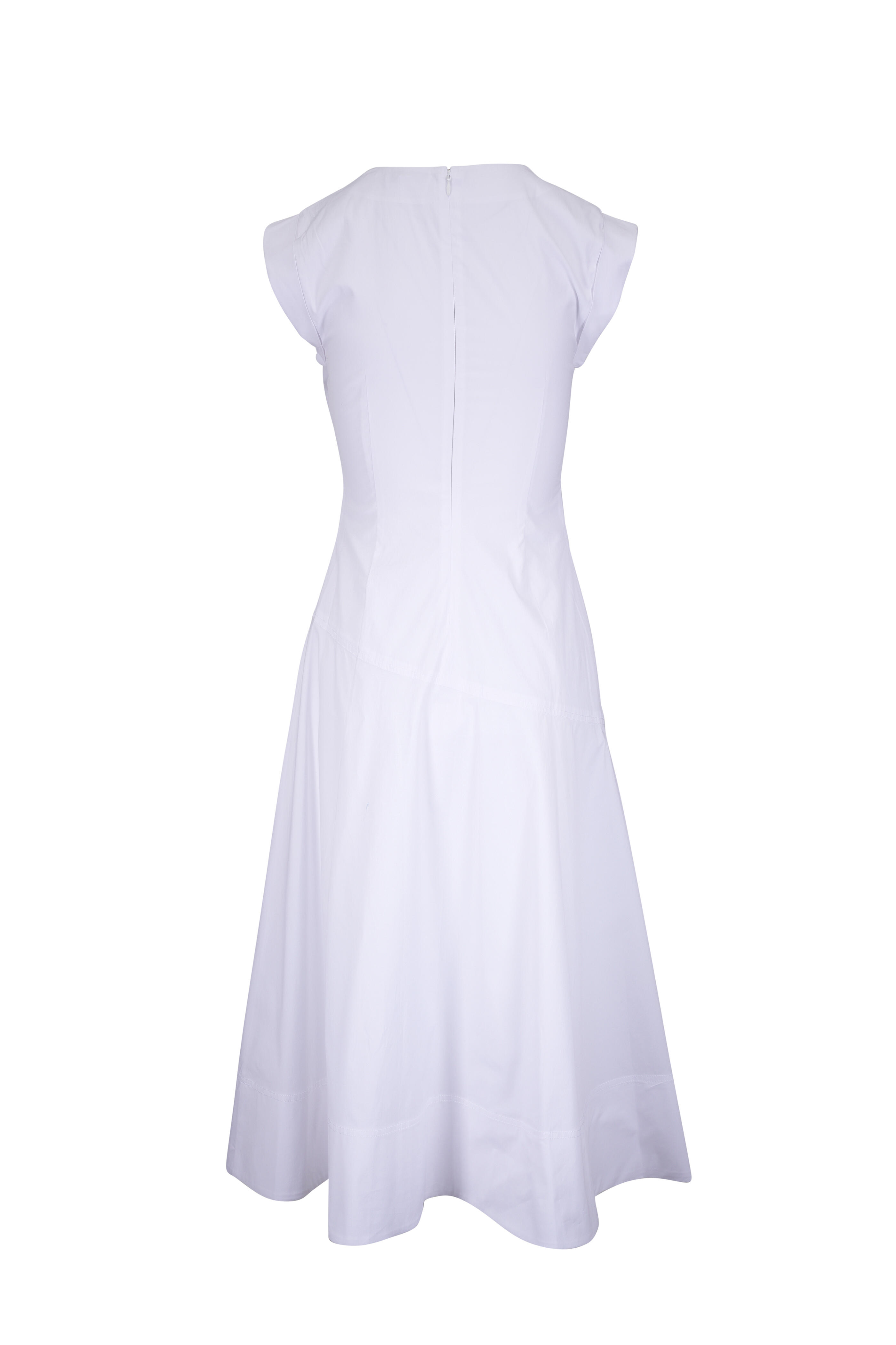 Veronica Beard - Lisette White Cotton Poplin Midi Dress