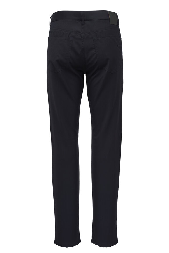 Zegna Navy Wool Flannel Five Pocket Pant - view 2